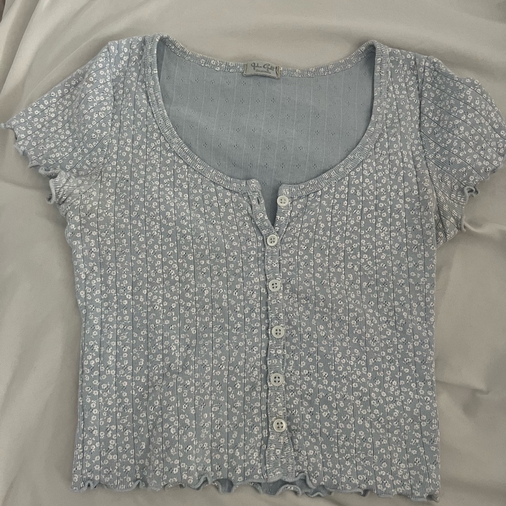 Brandy Melville blue button up top